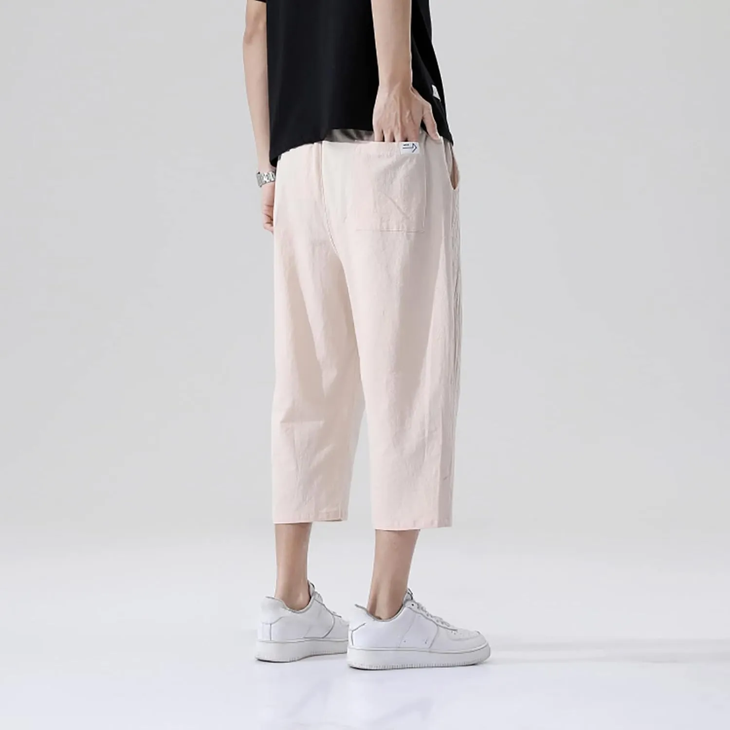 3/4 Leg Shorts for Men Summer Elastic Waist Fit Breathable Loose Elasticity Comfy Fashion Comfy Trendy Trousers