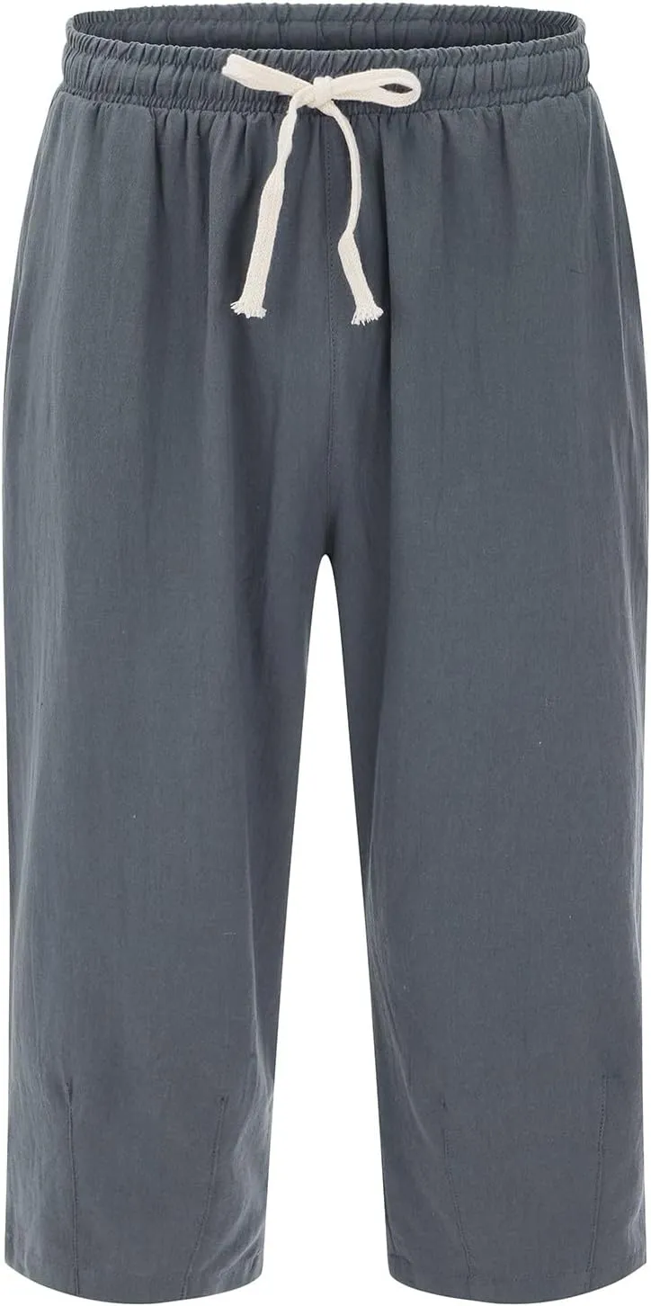 3/4 Leg Shorts for Men Summer Elastic Waist Fit Breathable Loose Elasticity Comfy Fashion Comfy Trendy Trousers