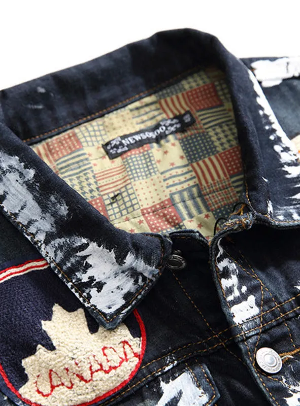 9056 Oversized Jean Jacket,Denim Varsity Jacket,Fancy Denim Jacket