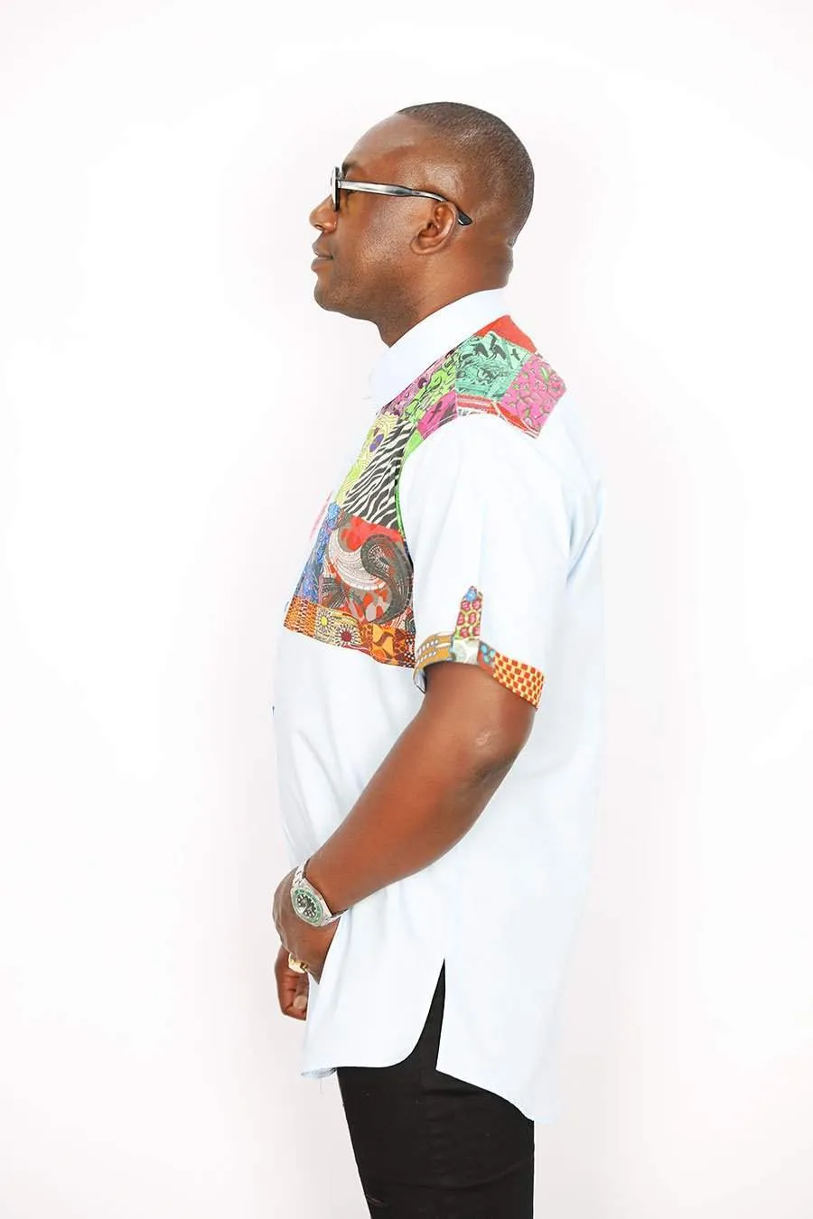 African Blue Ankara Shirt