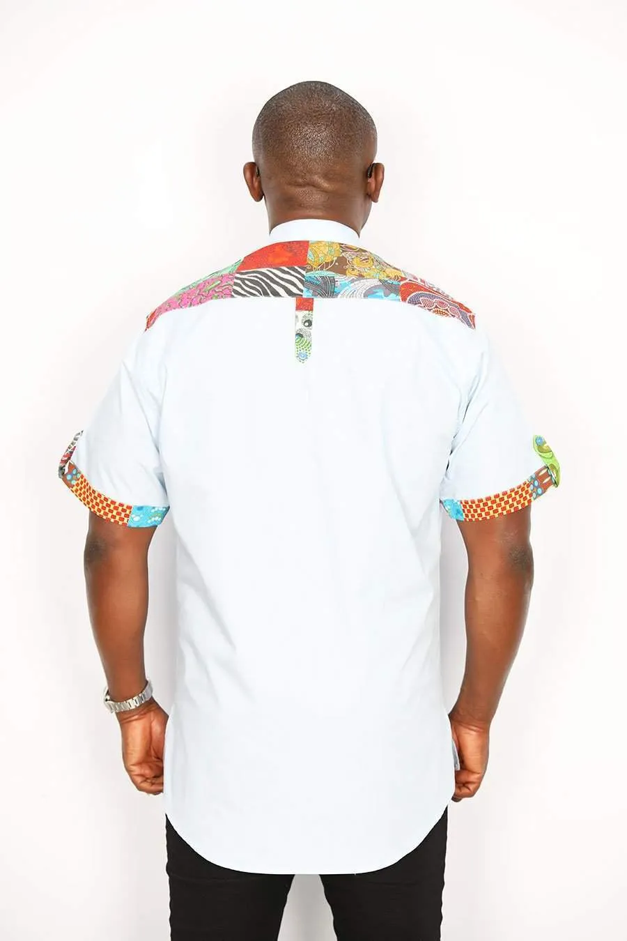 African Blue Ankara Shirt