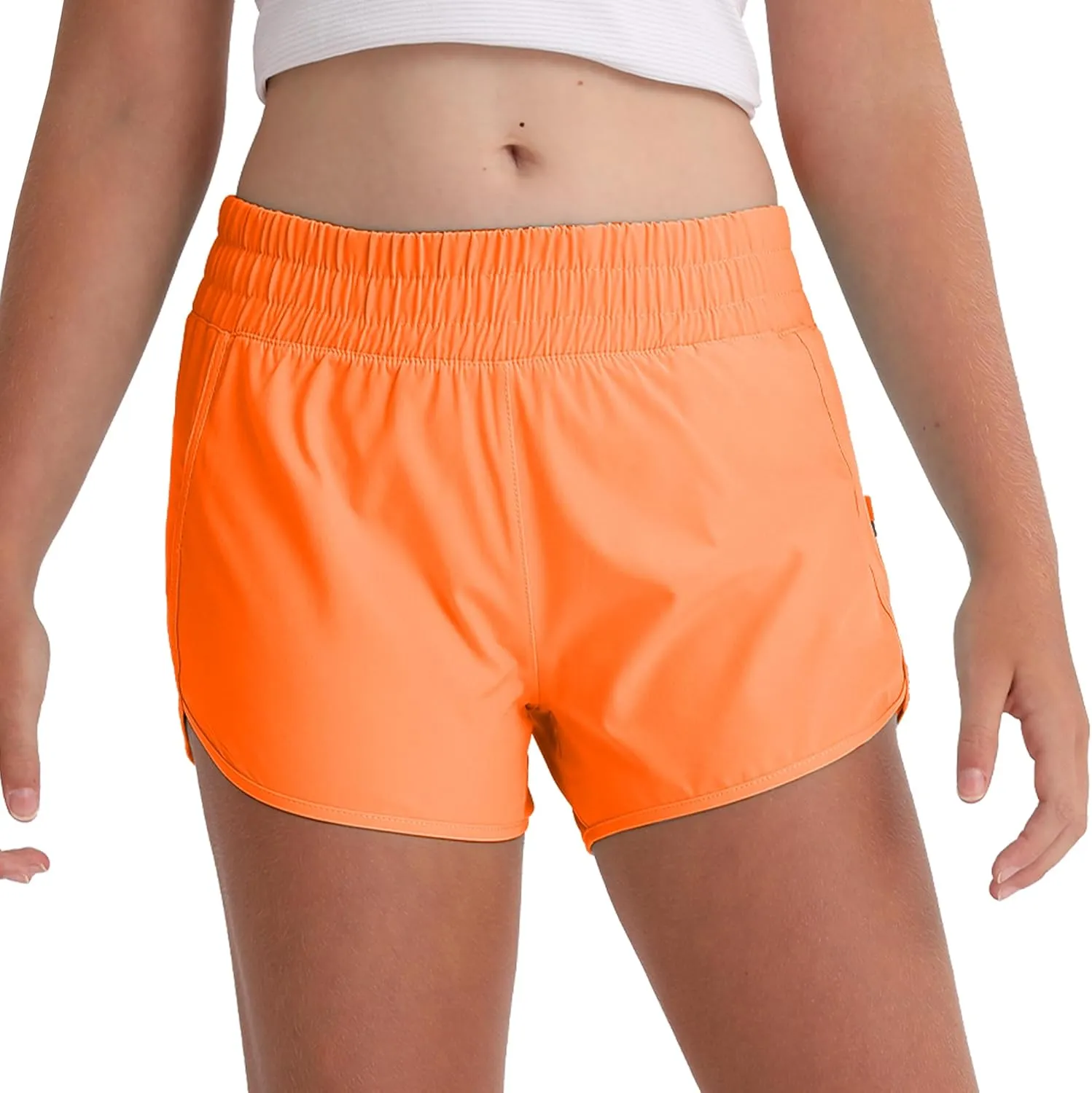 Aurefin Girls Athletic Shorts with Zip Pockets, Teen Kids Quick Dry Running Shorts Lightweight Workout Sports Active shorts