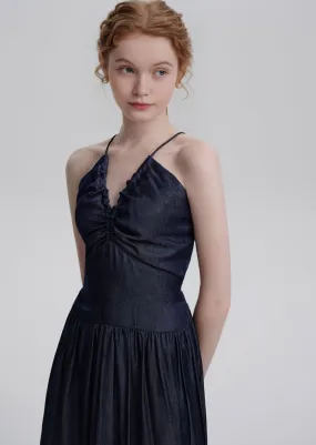 BACK STRAP DENIM DRESS