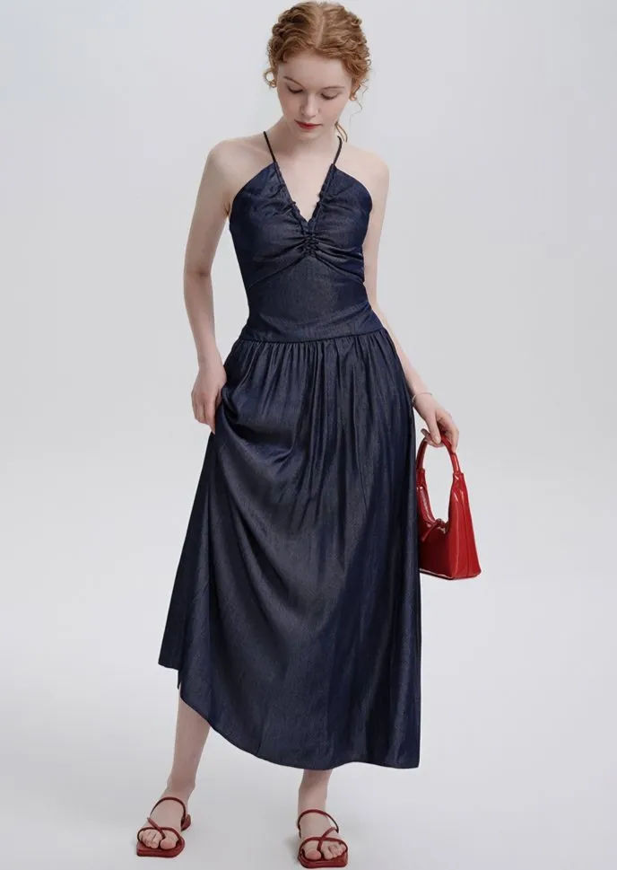 BACK STRAP DENIM DRESS