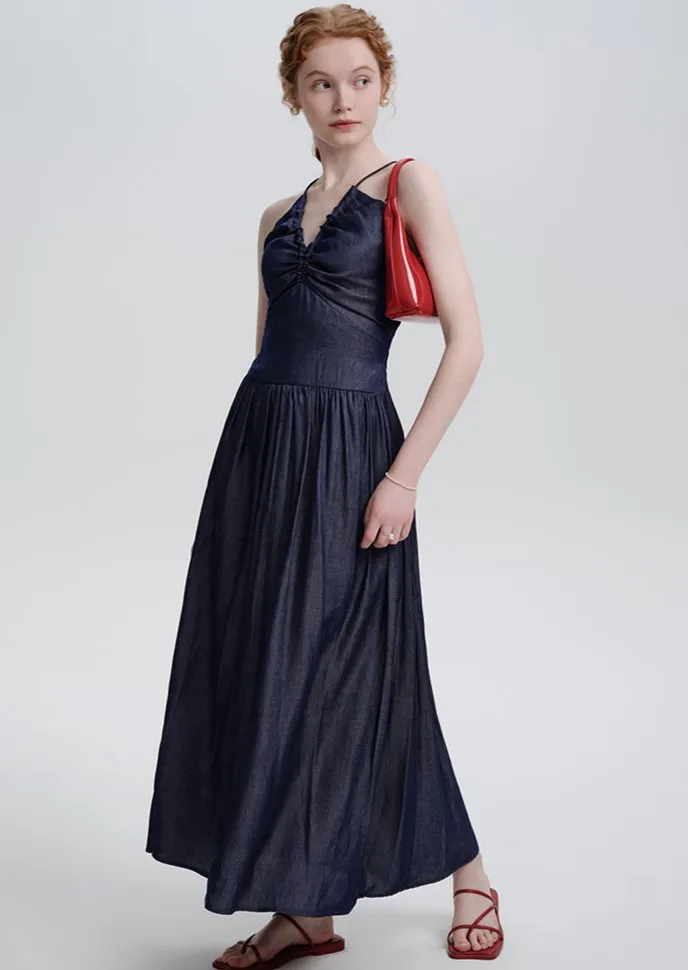 BACK STRAP DENIM DRESS