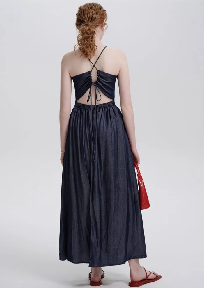 BACK STRAP DENIM DRESS
