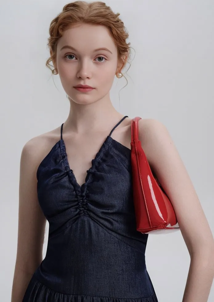 BACK STRAP DENIM DRESS
