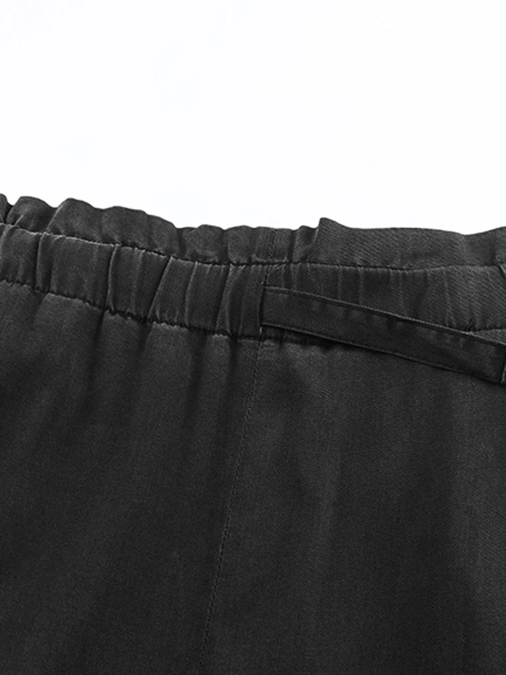 Black Wide Leg Tencel Jeans with High Waist Pockets