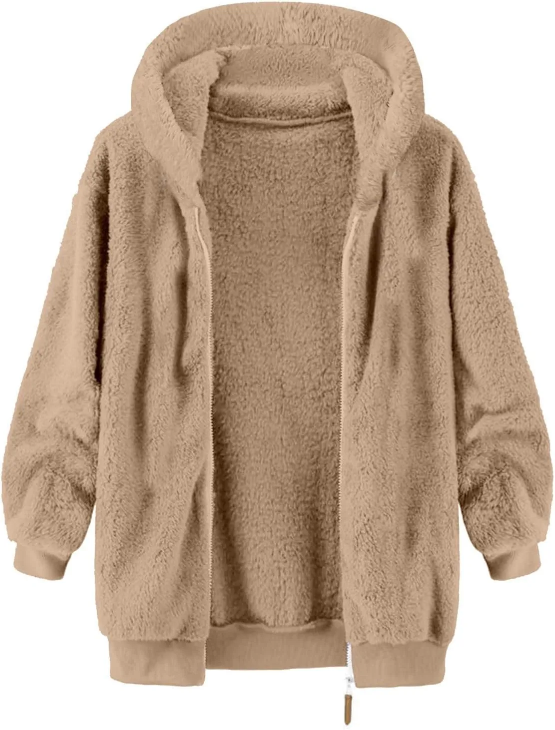 Cambkatl Men's Fuzzy Sherpa Hoodie Jacket Full Zip Up Fleece Long Sleeve Loose Soft Hooded Sweatshirt Athletic Sports Coat