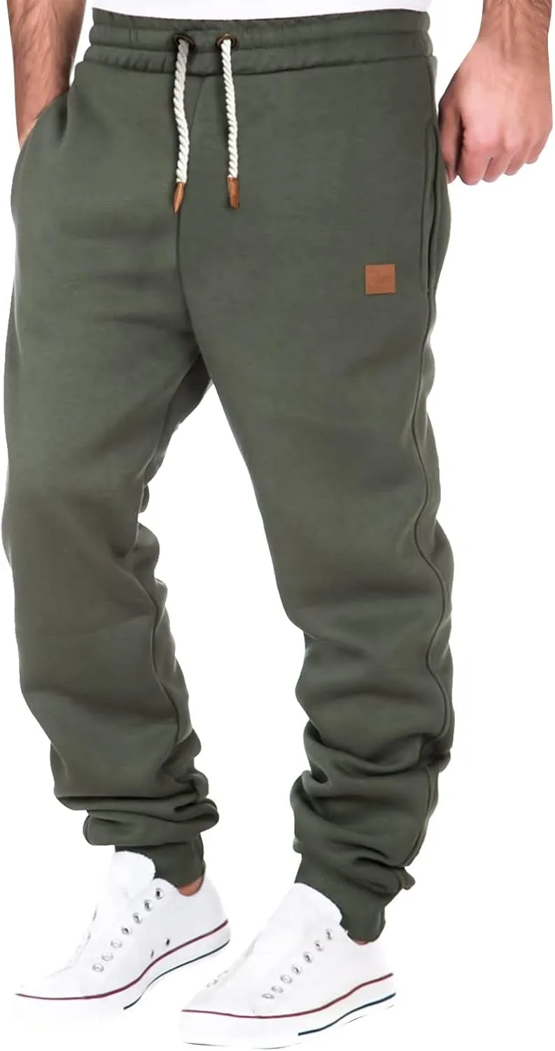 Cargo Pants for Men Big and Tall with Pockets Mens Cargo Sweatpants Heavyweight Fleece Jogger Pants Drawstring Sports