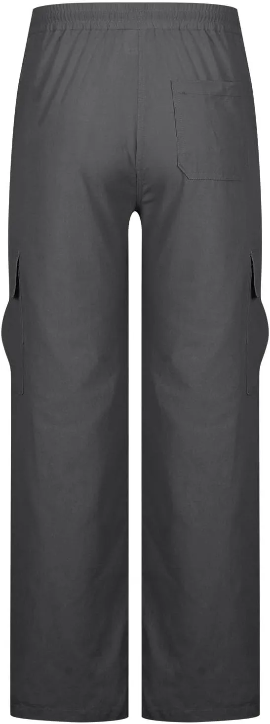 Cargo Pants for Mens Outdoor Casual Hiking Joggers Athletic Pants Drawstring Elastic Waist Loose Straight Sweatpants