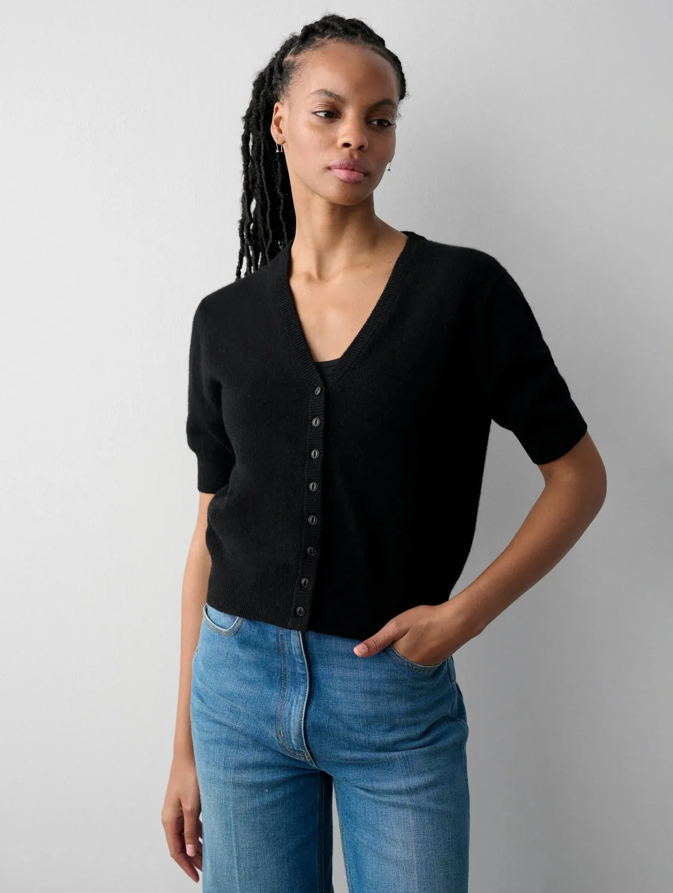 CASHMERE SHORT SLEEVE CARDIGAN 20309