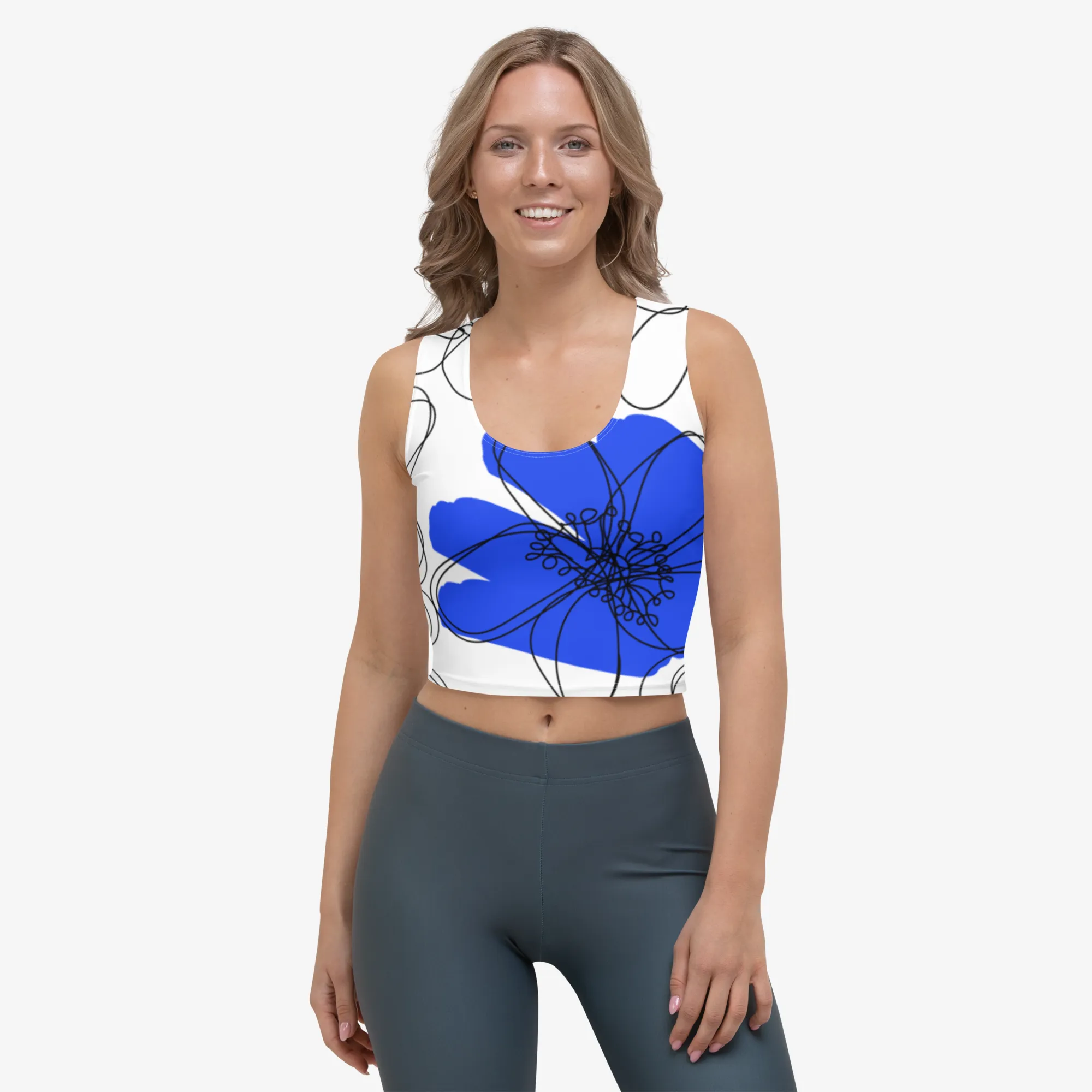 Crop Top "Daisy Doodles" Blue/Red