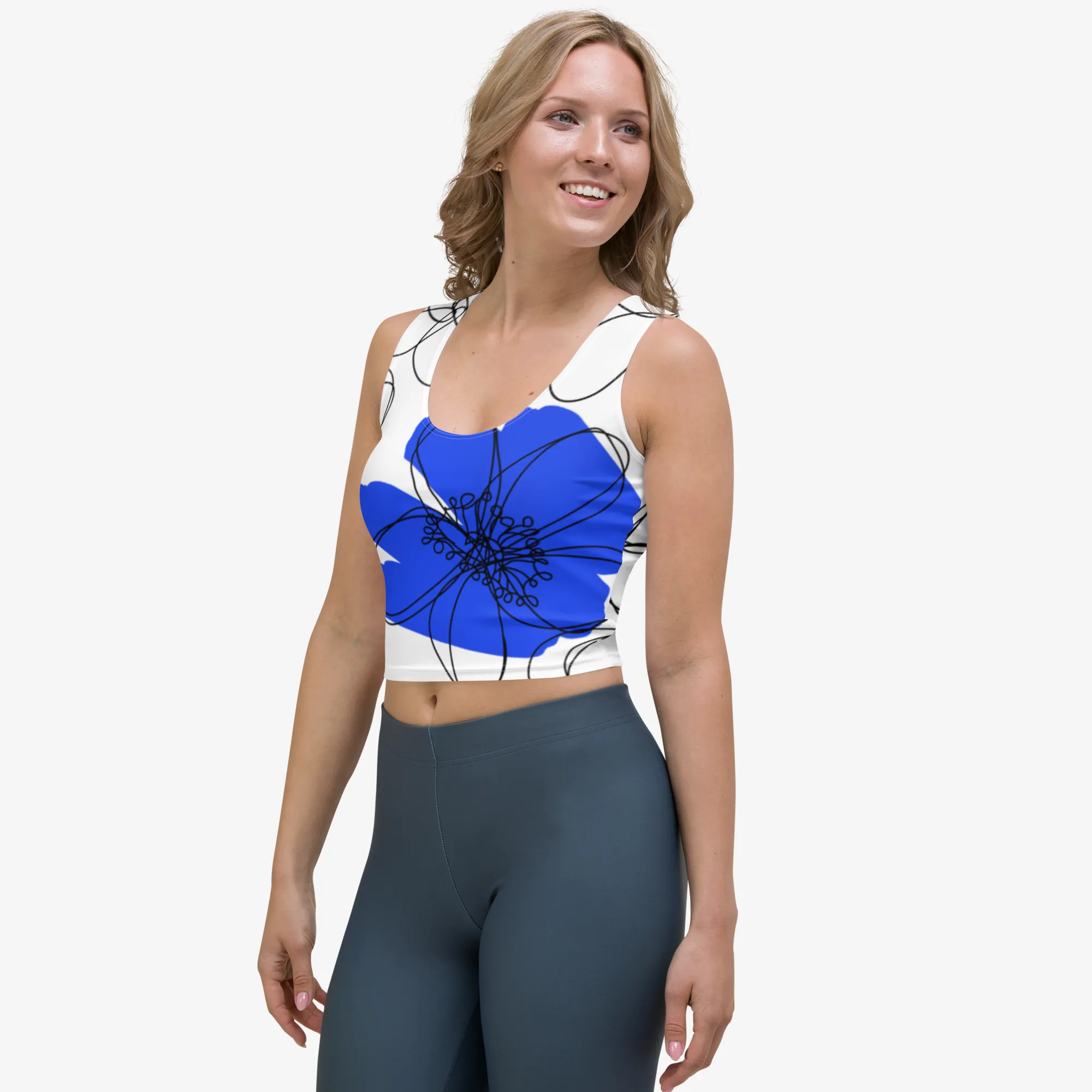Crop Top "Daisy Doodles" Blue/Red