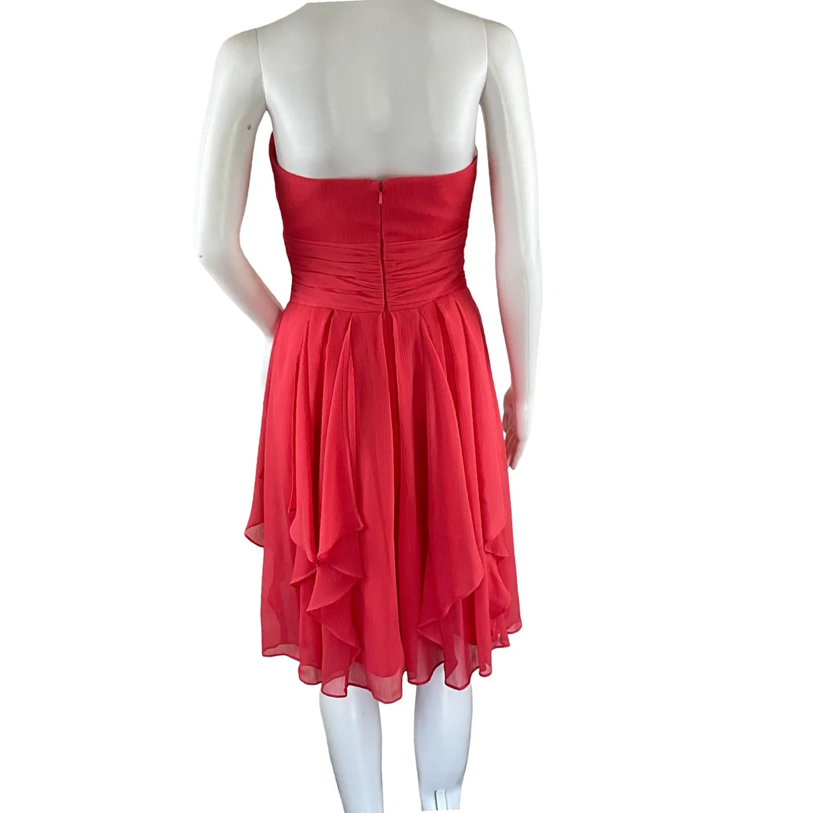 David’s Bridal Women’s Strapless Pink Salmon Dress Layered Skirt Pre-owned Sz 2