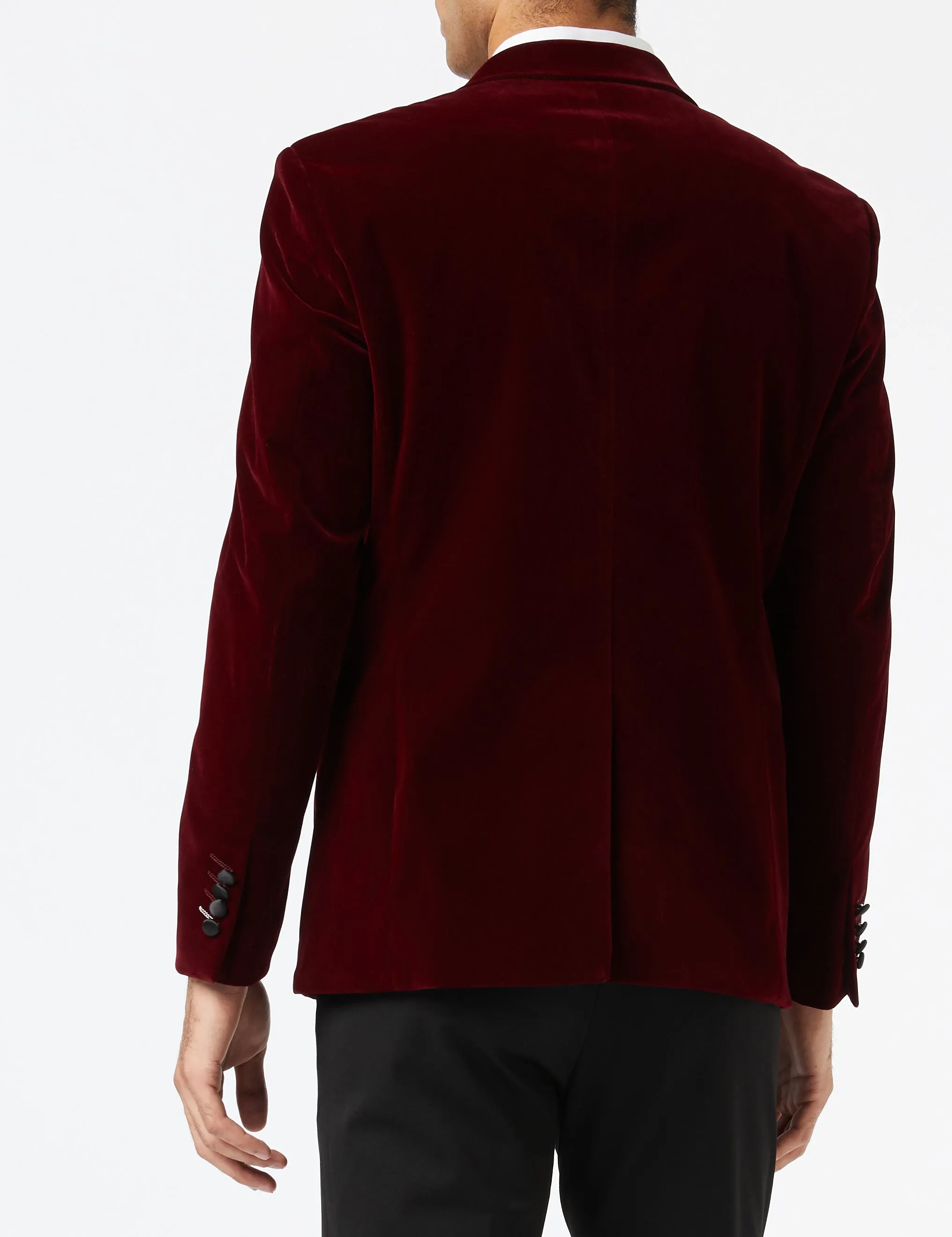 DINNER SAM - Burgundy Soft Velvet Tuxedo Jacket