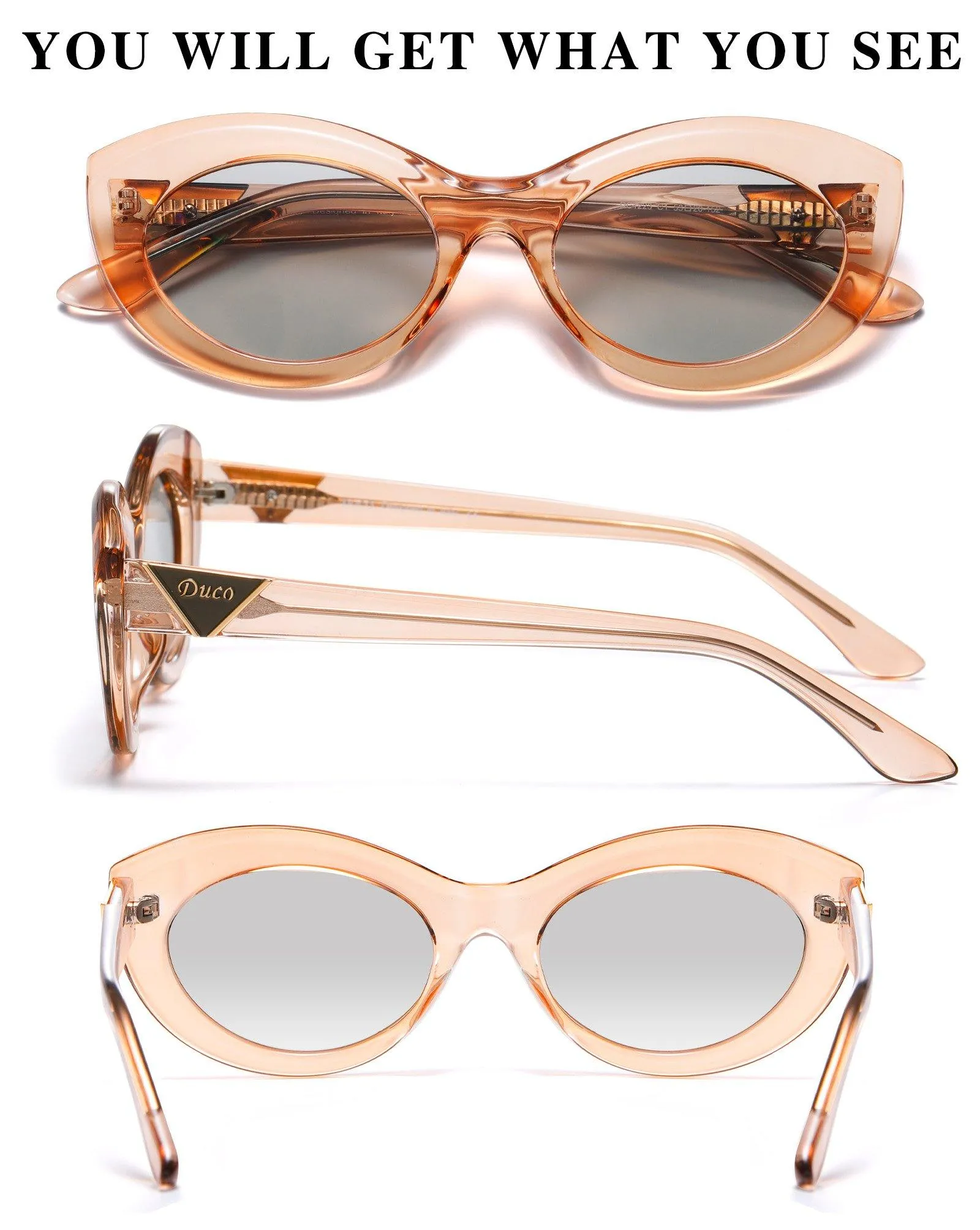 DUCO Polarized Glasses for Women Retro Designer Vintage Cateye Sunglasses DC1223