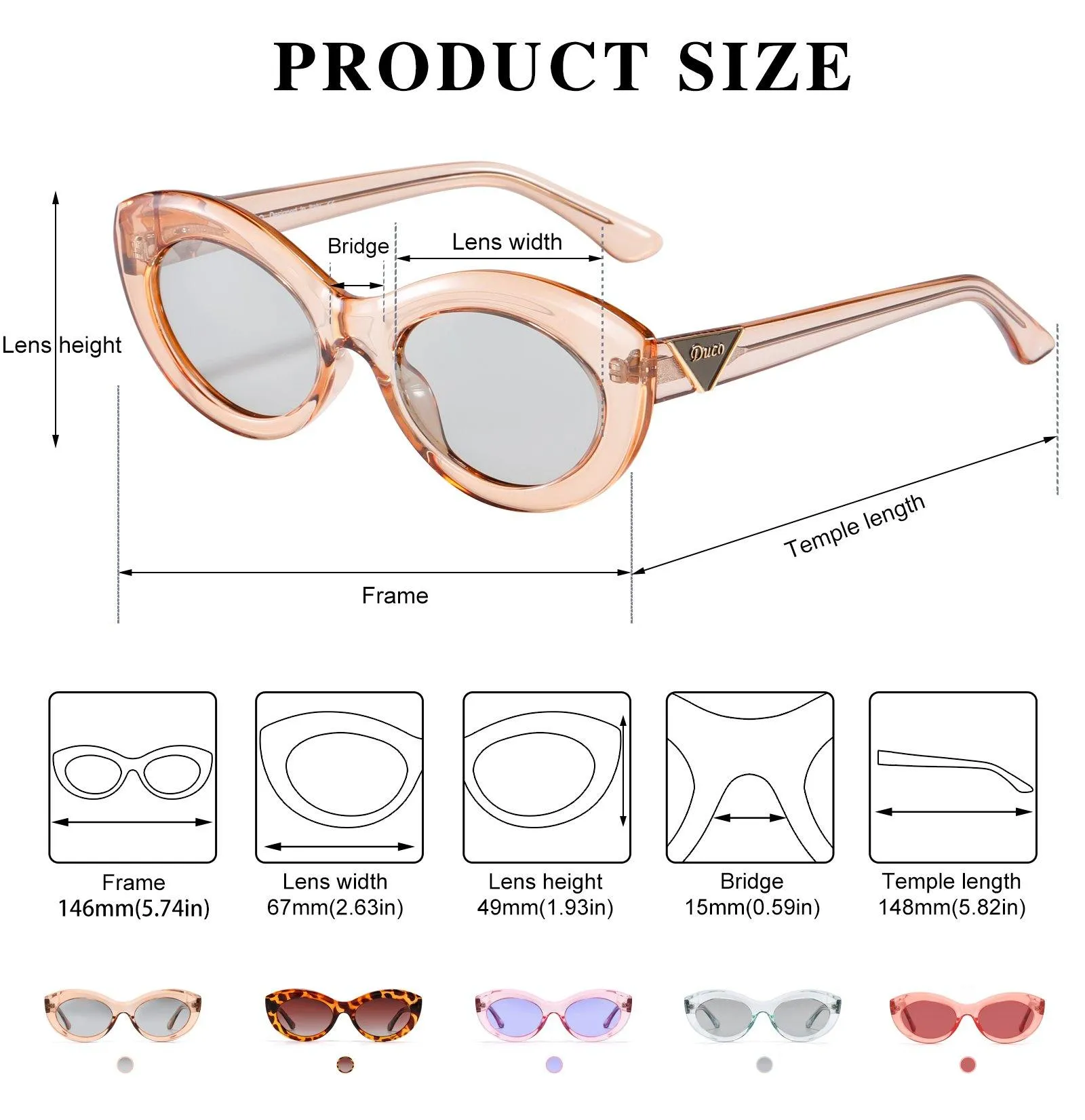 DUCO Polarized Glasses for Women Retro Designer Vintage Cateye Sunglasses DC1223