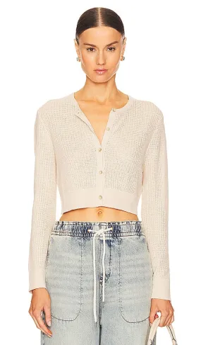 Enza Costa Linen Knit Cardigan in Ivory
