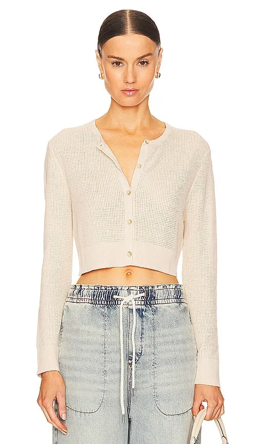 Enza Costa Linen Knit Cardigan in Ivory