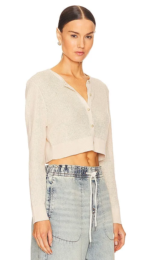 Enza Costa Linen Knit Cardigan in Ivory