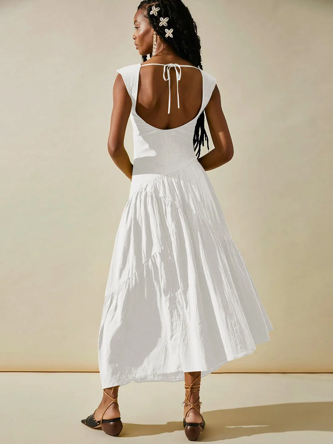 Feminine Frills Smocked Maxi Dress - White