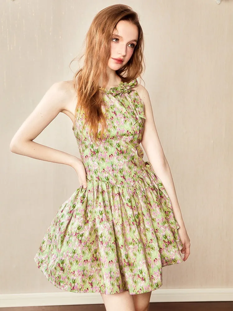 Flower Fluffily Feminine Ribbon Lace One-Piece