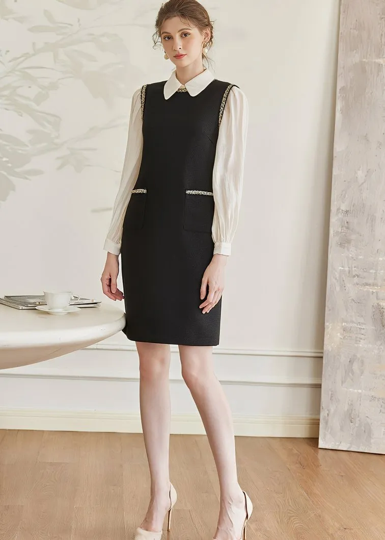 GOLD STITCH SLEEVELESS DRESS