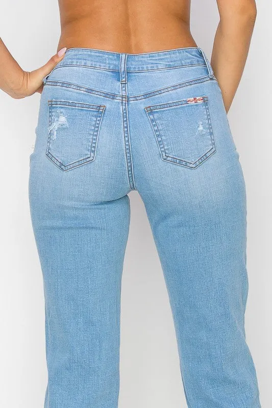 High Rise Stretch Straight Leg Jeans