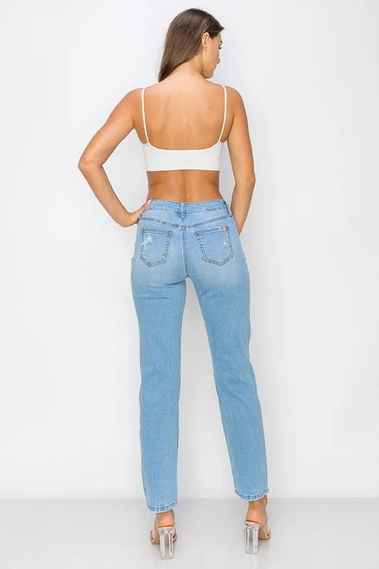 High Rise Stretch Straight Leg Jeans