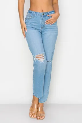 High Rise Stretch Straight Leg Jeans