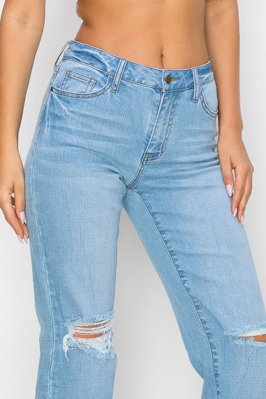 High Rise Stretch Straight Leg Jeans