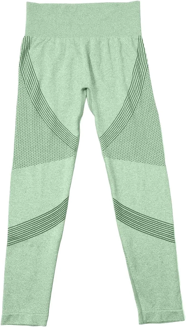 High Waist Knit Seamless Yoga Pants for Women Striped Ruched Butt Lifting Tights Breathable Outdoor Running Fitness Leggings
