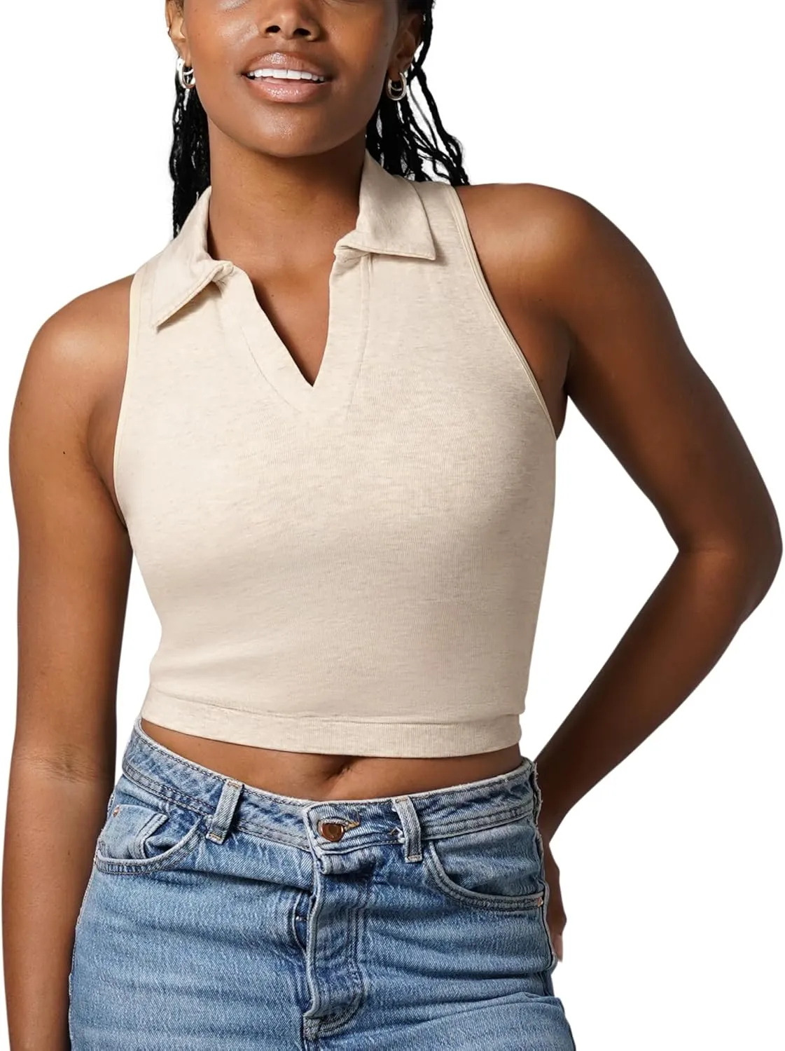 Kindred Bravely Sublime Collared Maternity & Nursing Longline Bra, Breastfeeding Crop Top (Oatmeal Heather, 1X Busty)