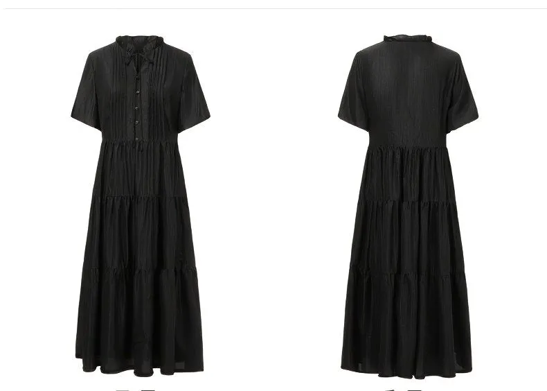LACE-UP ACCORDION MIDI DRESS