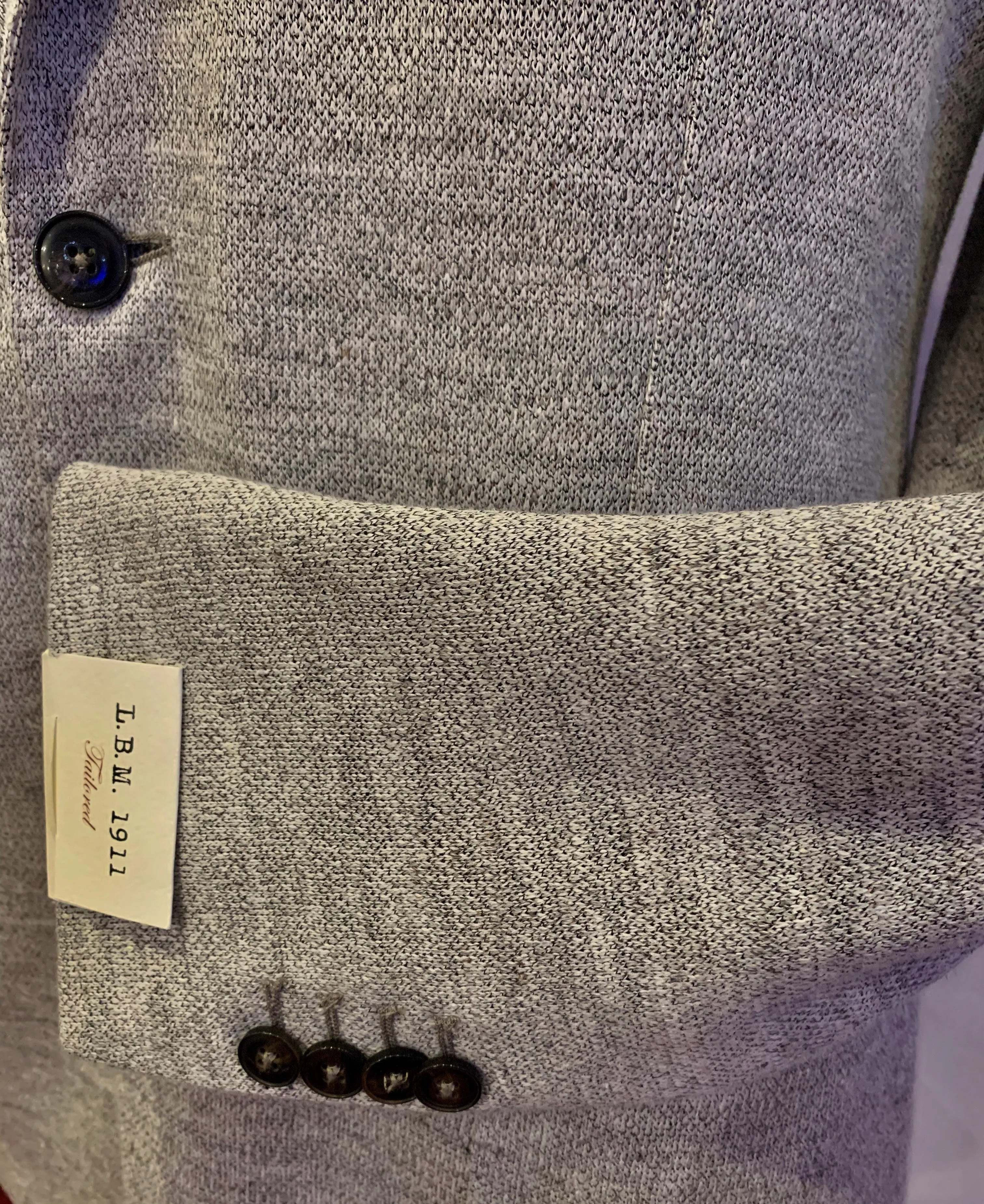 LBM Knit Sport Jacket: Stone Grey Slim Fit, with Unlined Body & Soft Shoulder