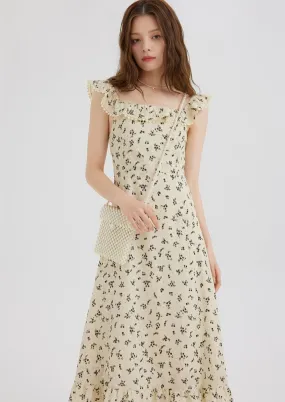 LITTLE BLACK FLORAL RUFFLE DRESS
