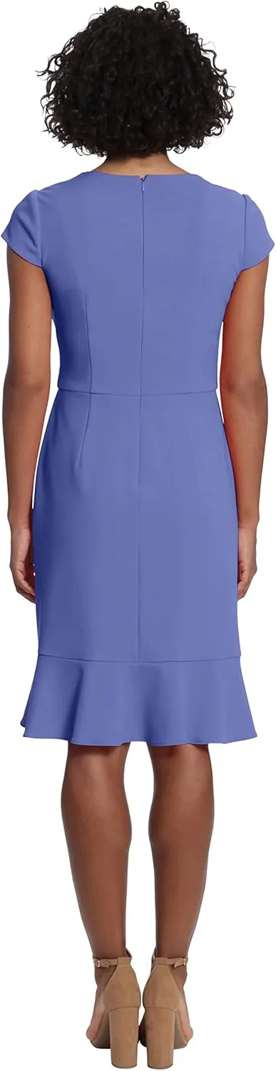 London Times Women's Feminine Ageless Surplice V-Neck Faux Wrap Ruffle Dress Office Event Shower Guest of