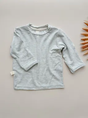 Long Sleeve T-shirt or Bodysuit with Mittens | Baby & Toddler | Luxury Bamboo | Light Heather Gray