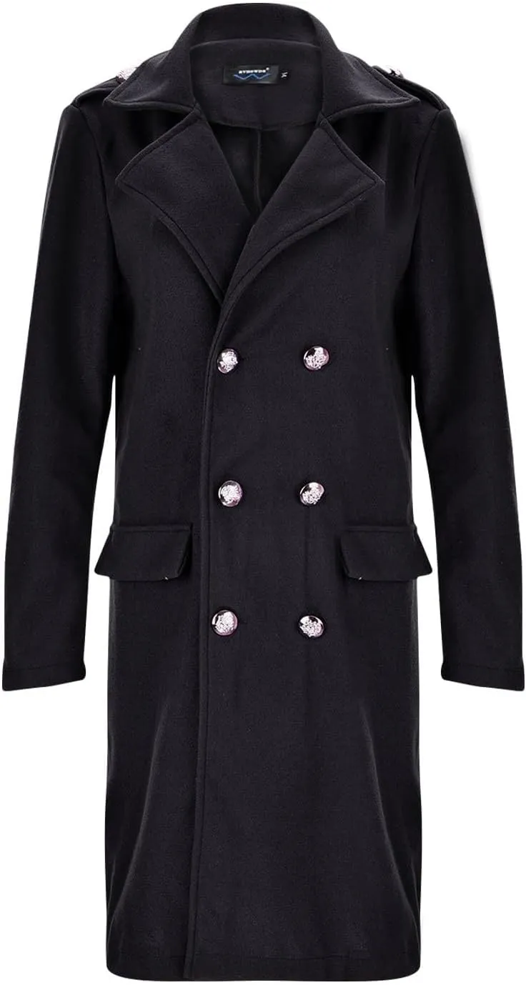 Long Wool Soft Coats for Women Double Breasted Trench Coat Winter Work Office Notch Lapel Overcoat Pocketed Outwear