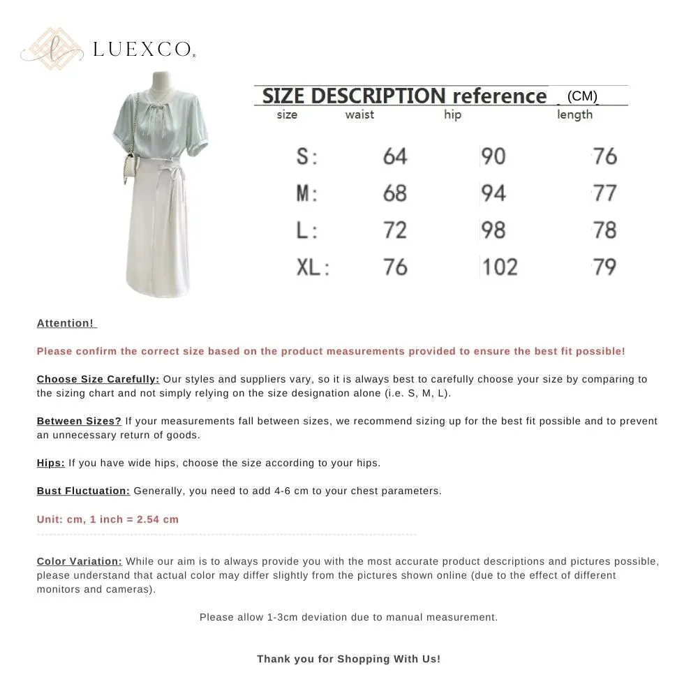 Luexco High Waist Side Tie Fashion Skirt