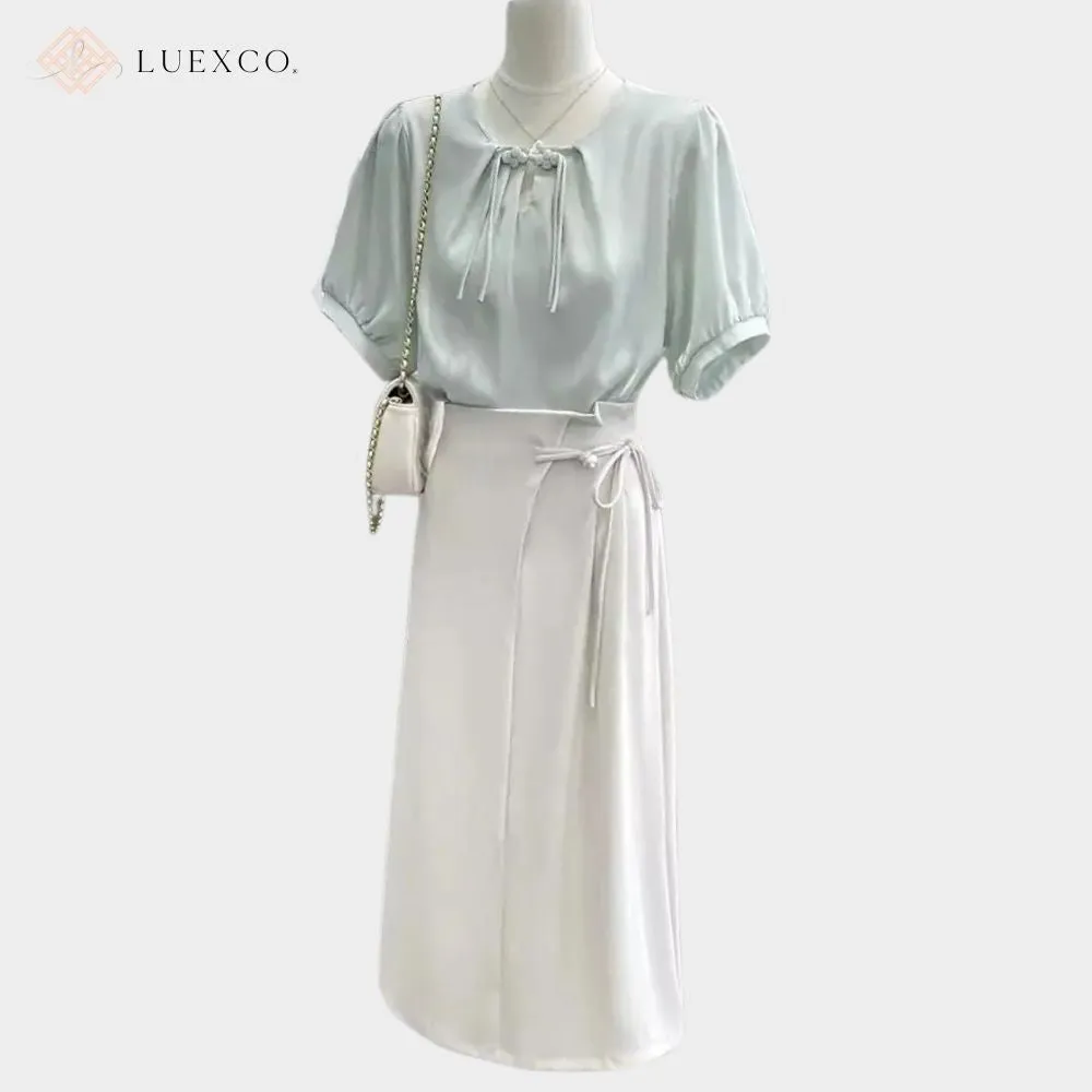 Luexco High Waist Side Tie Fashion Skirt