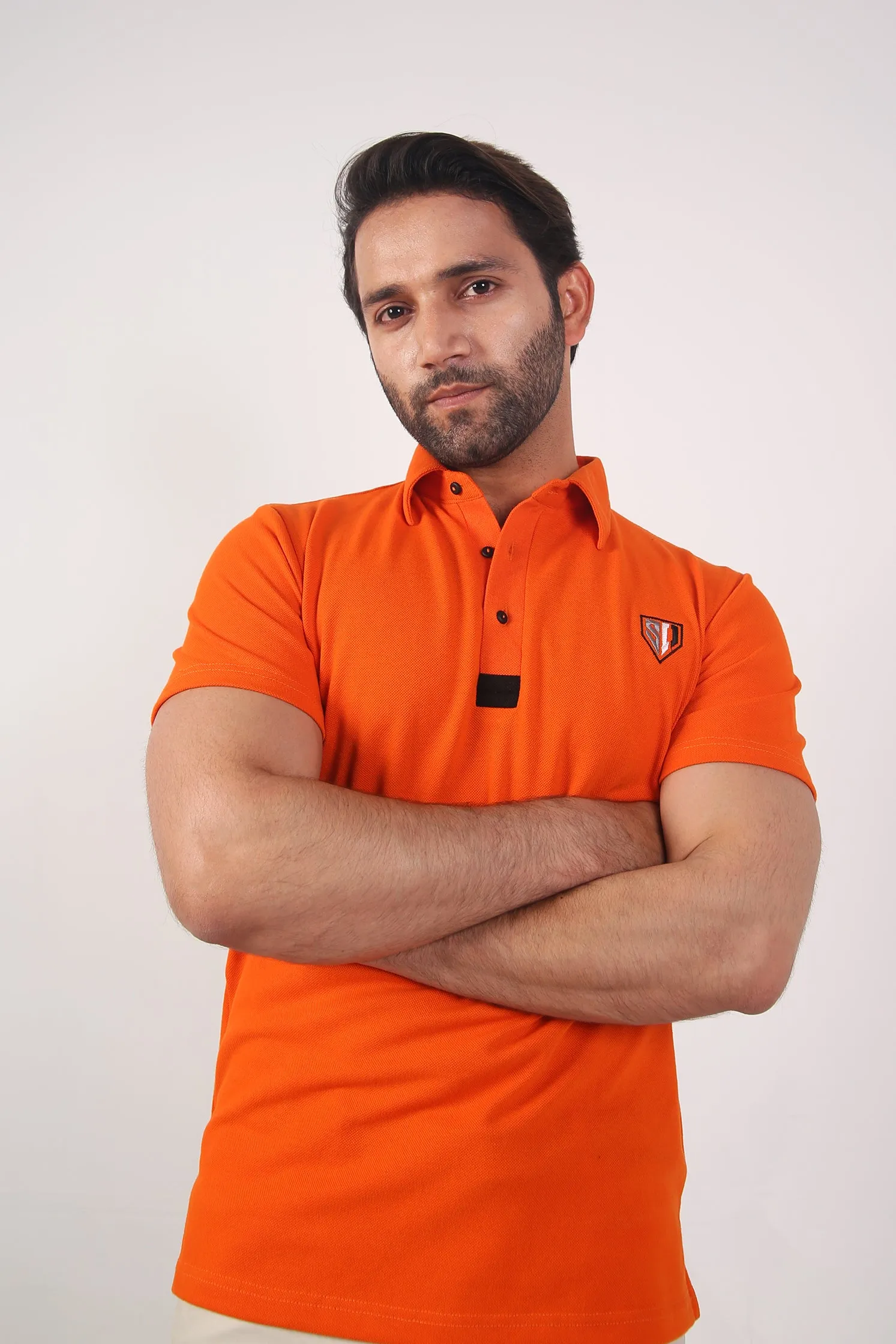 MEN POLO BURNT ORANGE FRONT EMB