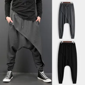Men's Baggy Fashion Punk Style Drop-Crotch Elastic Waist Joggers