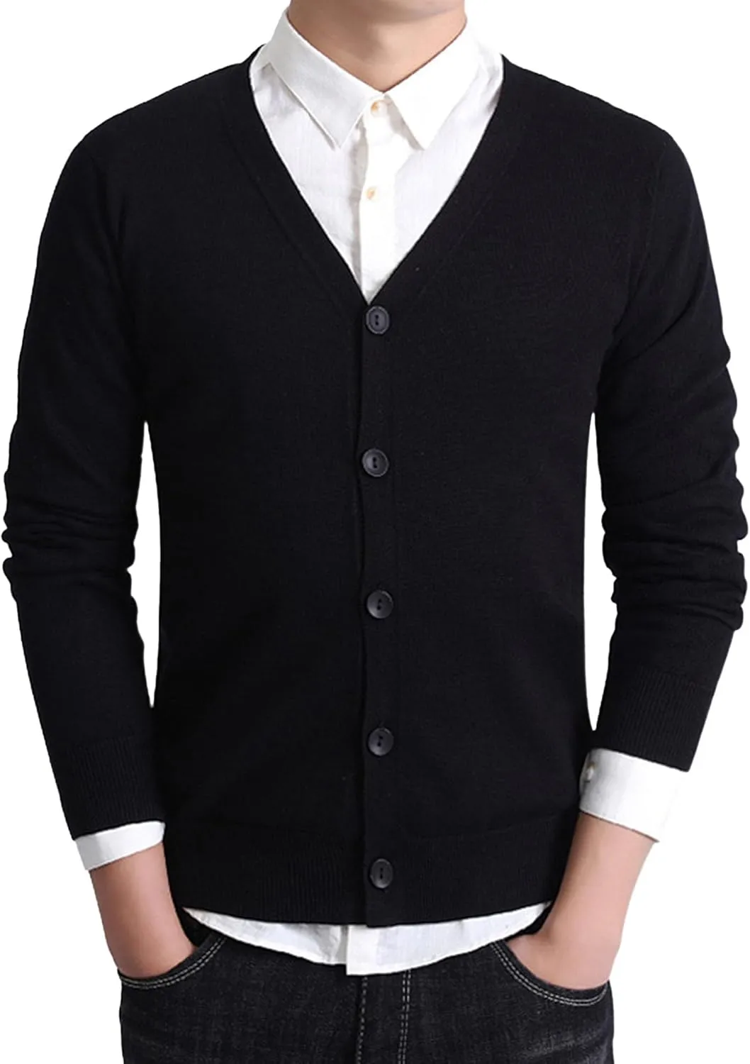 Men's Cardigan Sweater V-Shaped Collar Button Down Knit Blazer Jacket Knitwear Breasted Soft Outerwear
