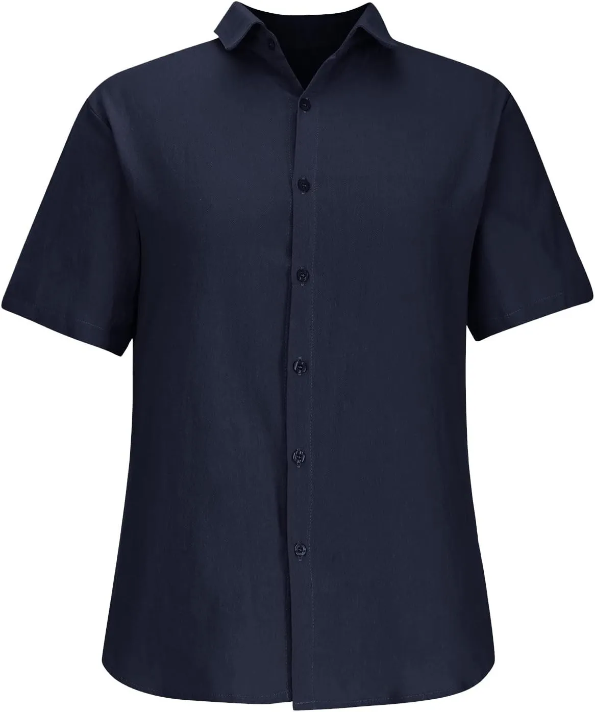 Men's Cotton Linen Short Sleeve Shirts Guayabera Linen Polo Tee for Men Button Down Summer Beach Vacation Blouses
