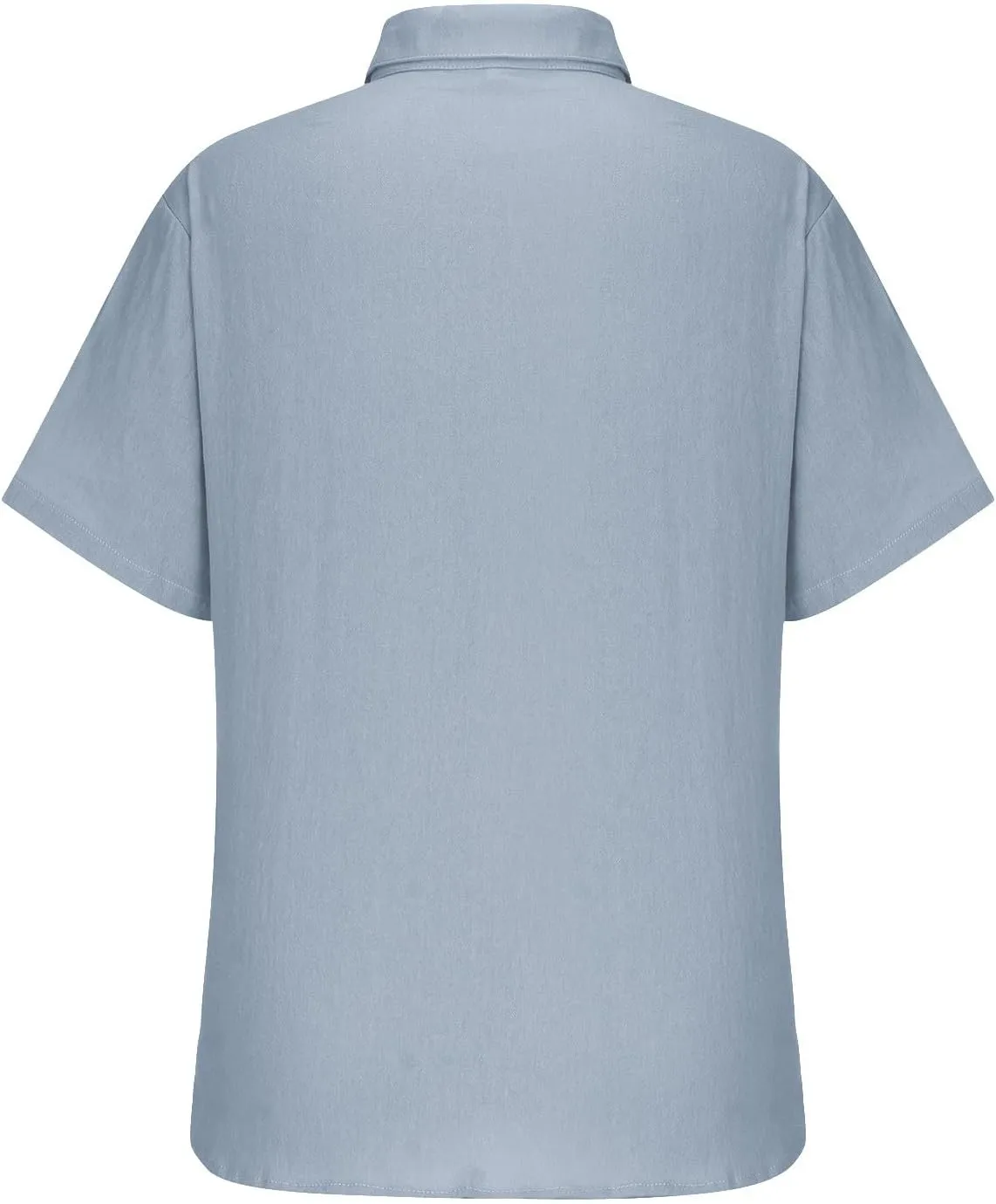 Men's Cotton Linen Short Sleeve Shirts Guayabera Linen Polo Tee for Men Button Down Summer Beach Vacation Blouses