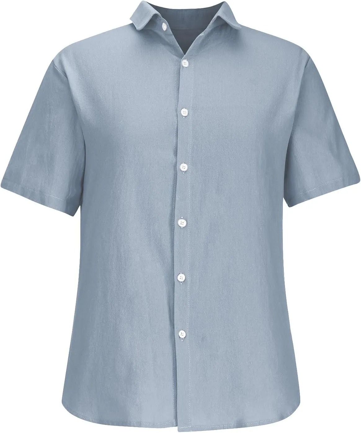 Men's Cotton Linen Short Sleeve Shirts Guayabera Linen Polo Tee for Men Button Down Summer Beach Vacation Blouses