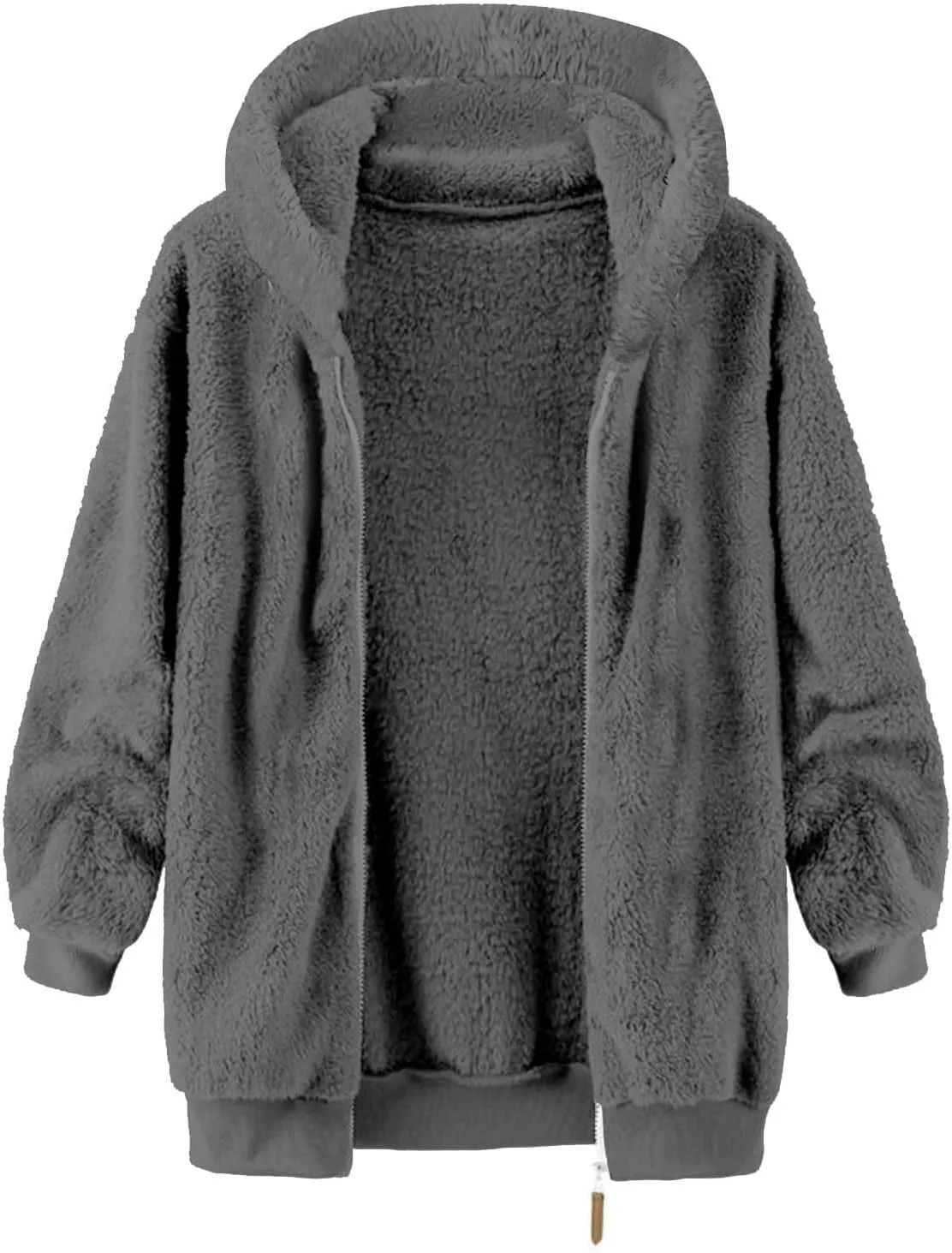 Mens Fuzzy Sherpa Hoodie Sweatshirts Soft Long Sleeve Zip up Sweatshirt Fall Outwear Winter Hooded Jacket with Pocket