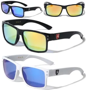 Mens High Quality Flat Top Classic Retro Sunglasses with Mirror Lens